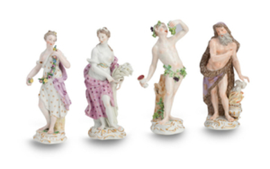 Four Meissen figures representing the seasons