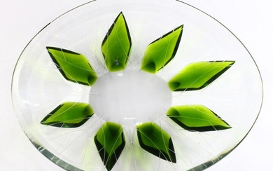 A Lalique France Lotus Leaf oval bowl