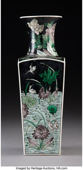 78506: A Chinese Famille Noir Porcelain Vase 10 inches