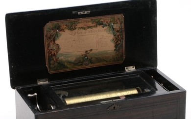 8 Airs Swiss Music Cylinder Box, 19th Century