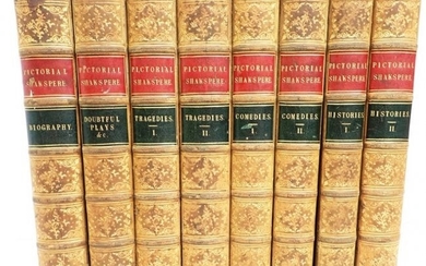 8 Vol. Pictorial Shakespeare Full Leather Set London 18