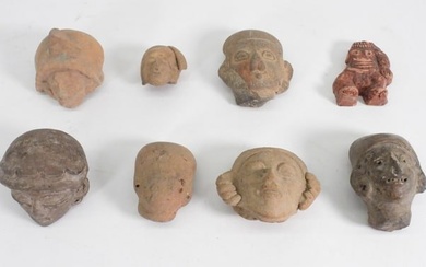 8PC Ecuadorian Manta Culture Pottery Heads