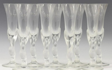 (9) FABERGE KISSING DOVES CRYSTAL CORDIAL GLASSES