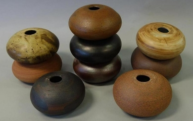 9 Stoneware Spheres, Manner of David Shaner