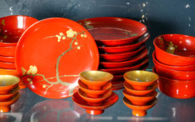 Japanese Vermilion Lacquered Ware