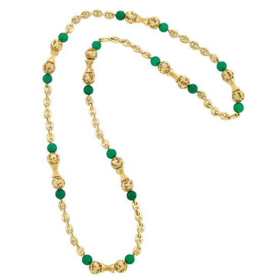 Gold and Green Onyx Chain Necklace, Van Cleef & Arpels, France