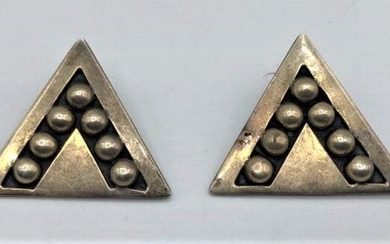 .925 Sterling Mexico Triangle Shape Earrings