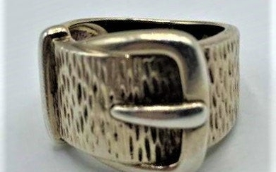 .925 Sterling Silver Belt Buckle Ring Size 7