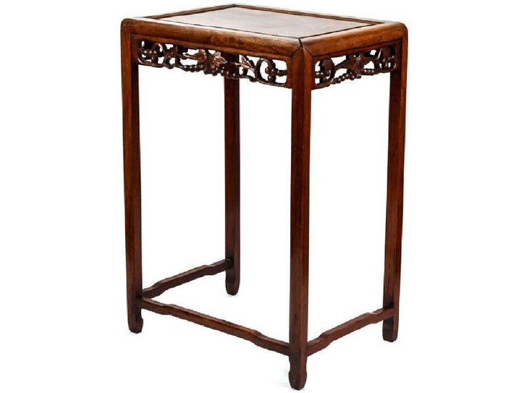 c1890 Chinese Burr Walnut Hardwood Carved Side Table