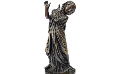 A 19TH CENTURY BRONZE FIGURE OF A GIRL AND