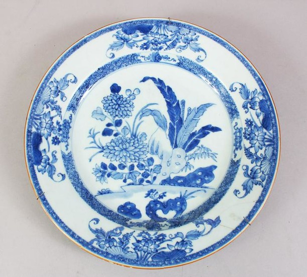 A 19TH CENTURY CHINESE BLUE & WHITE PORCELAIN PLATE