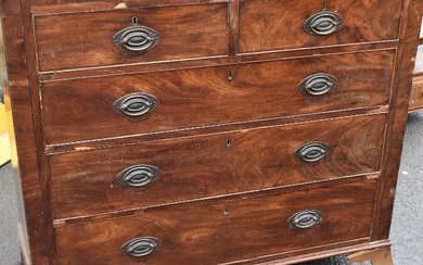 A 19th Century mahogany chest of two over three drawers (af)