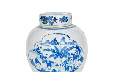 A BLUE AND WHITE JAR AND A COVER Kangxi