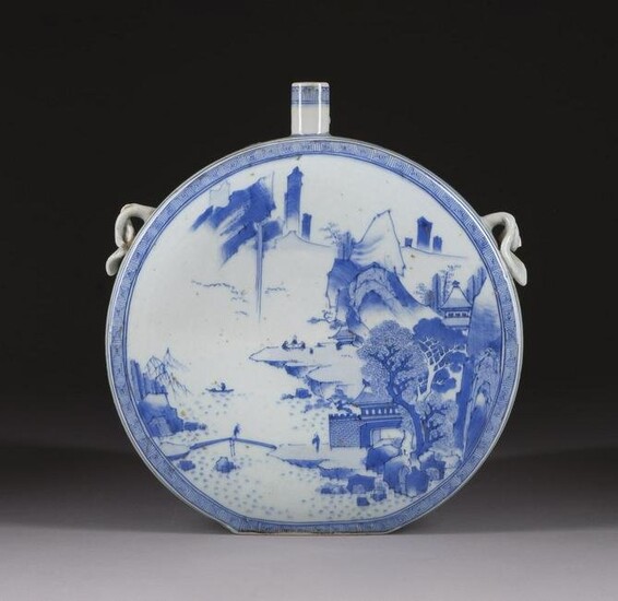 A BLUE-AND-WHITE WALL VASE