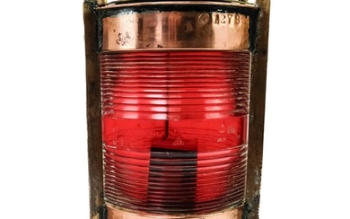 A Belgian copper and brass ship's port side navigation lamp....