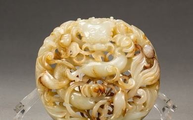 A CHINESE CARVED JADE PLAQUE