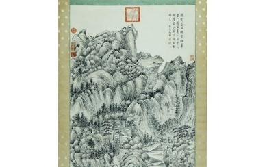 A CHINESE LANDSCAPE PAINTING ON PAPER, HANGING SCROLL, DONG BANGDA MARK