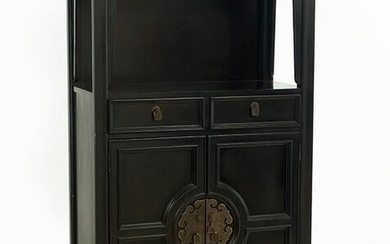 A Century Ebonized Wood Bar Cabinet.