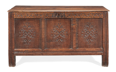 A Charles II joined oak coffer, North Lanacshire, dated 1682