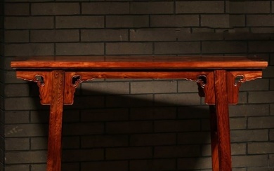 A Chinese Carved Hardwood Long Narrow Table