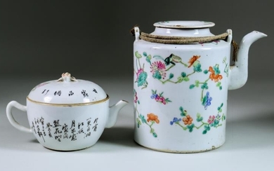 A Chinese Porcelain Teapot and Cover, of compressed form,...