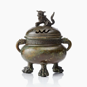 A Chinese bronze censer and cover