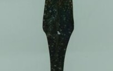 A Chinese bronze sword on a stand 36cm (2)