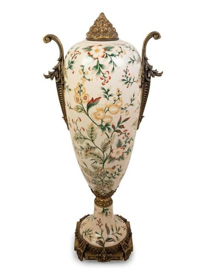 A Continental Gilt Bronze Mounted Porcelain Vase