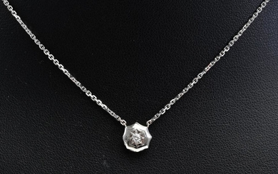 A DIAMOND PENDANT AND CHAIN IN 18CT WHITE GOLD