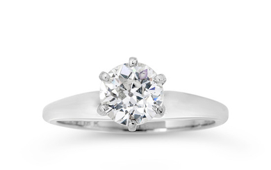 A Diamond Solitaire and White Gold Ring, Birks