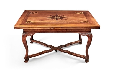 A Dutch or German Baroque Walnut and Marquetry Draw-Leaf Table on an Associated Stand, the Top Late 17th Century, the Stand 18th Century and Adapted