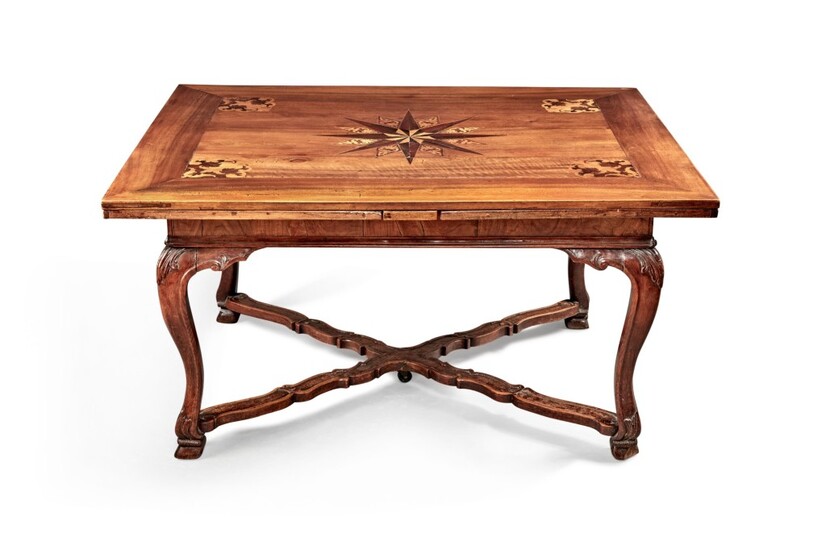A Dutch or German Baroque Walnut and Marquetry Draw-Leaf Table on an Associated Stand, the Top Late 17th Century, the Stand 18th Century and Adapted