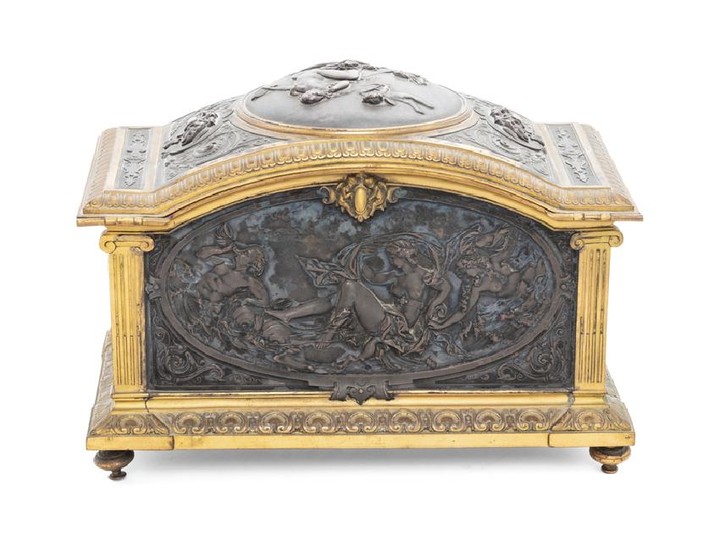 A French Gilt and Patinated Bronze Jewelry Casket