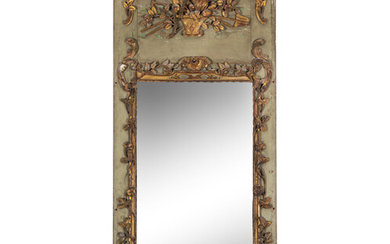 A French Painted and Parcel Gilt Overmantel Mirror