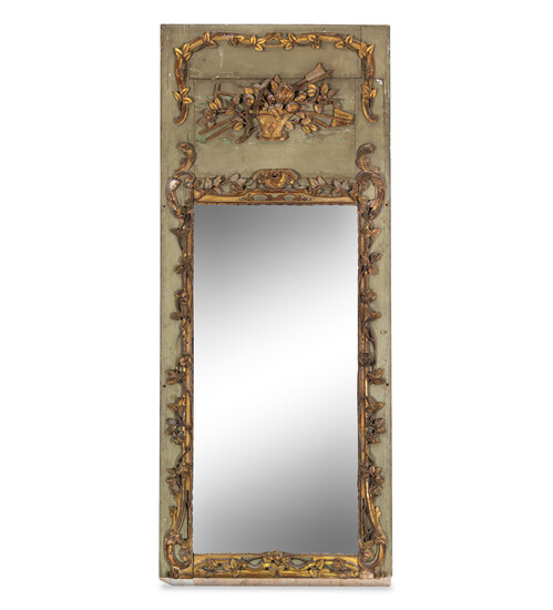 A French Painted and Parcel Gilt Overmantel Mirror