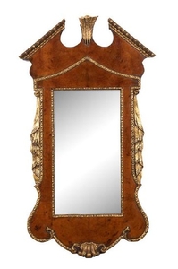 A George II Style Walnut and Parcel Gilt Mirror Height