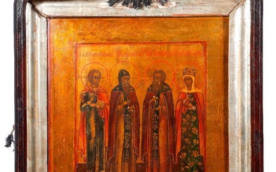 A Gilt-Painted Icon of Saints in Kiot.