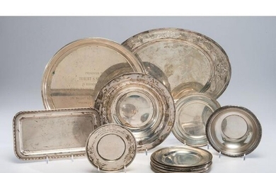 A Group of Sterling Silver Plates and Trays