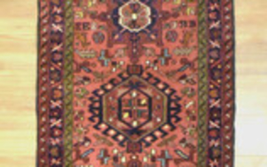 A HANDKNOTTED PURE WOOL PERSIAN GHARAJEH RUNNER