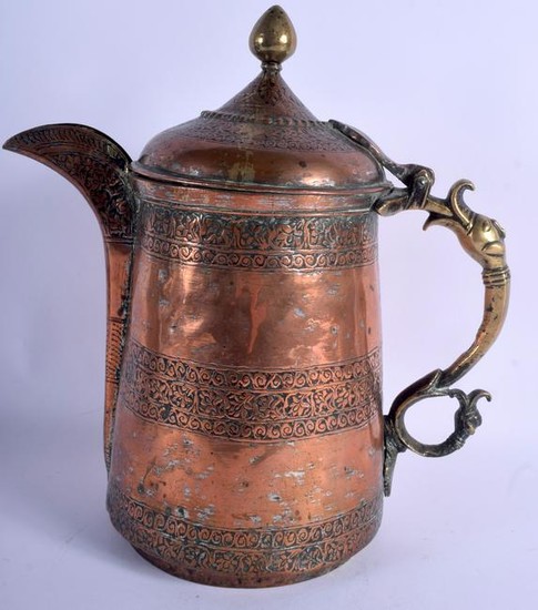 A LARGE 19TH CENTURY MIDDLE EASTERN COPPER JUG