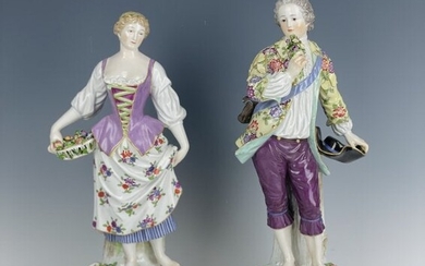 A LARGE PAIR OF 19TH C. MEISSEN FIGURES