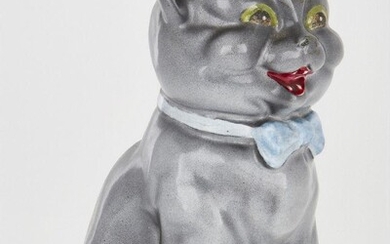 A Louis Wain 'The Laughing Cat' for Staffordshire Pottery, inscribed 'The Laughing Cat, Louis Wain' to the tail, bearing factory stamp to base, 20cm high