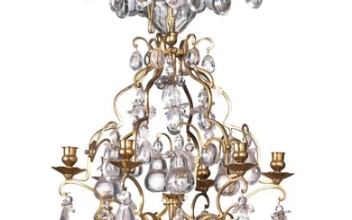 A Louis XV style gilt bronze and rock crystal chandelier. Mid-19th century. H. 74 cm. Diam. 48 cm.