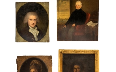A MIXED GROUP OF FOUR 18TH/19TH CENTURY PORTRAIT OIL PAINTIN...