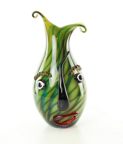 A MURANO ABSTRACT GLASS VASE ' Clown face'
