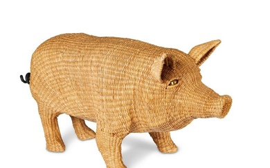 A Mario Lopez Torres "Tzumindi" sculptural wicker pig