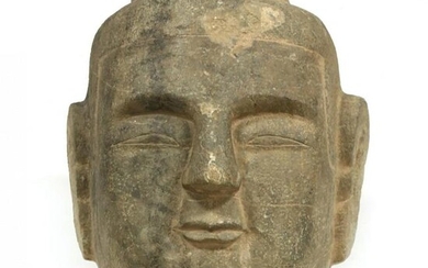 A Monumental Carved Chinese Buddha Head