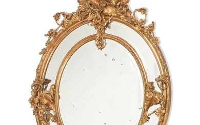 A Napoleon III giltwood wall mirror