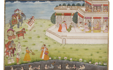 A PAINTING FROM A BHAGAVATA PURANA SERIES: KRISHNA BATHING IN THE YAMUNA INDIA, RAJASTHAN, BIKANER, CIRCA 1700-50