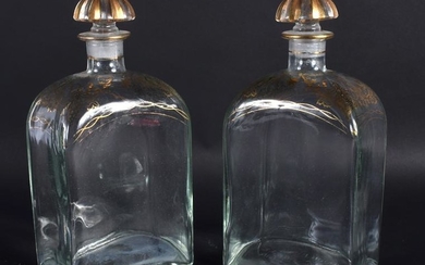 A PAIR OF 19TH CENTURY BOHEMIAN GILDED GLASS LIQUOR